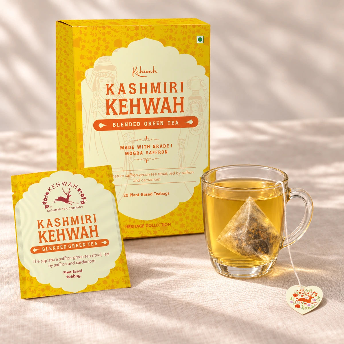 Kashmiri Kehwah 20-tea-bag carton and sachet