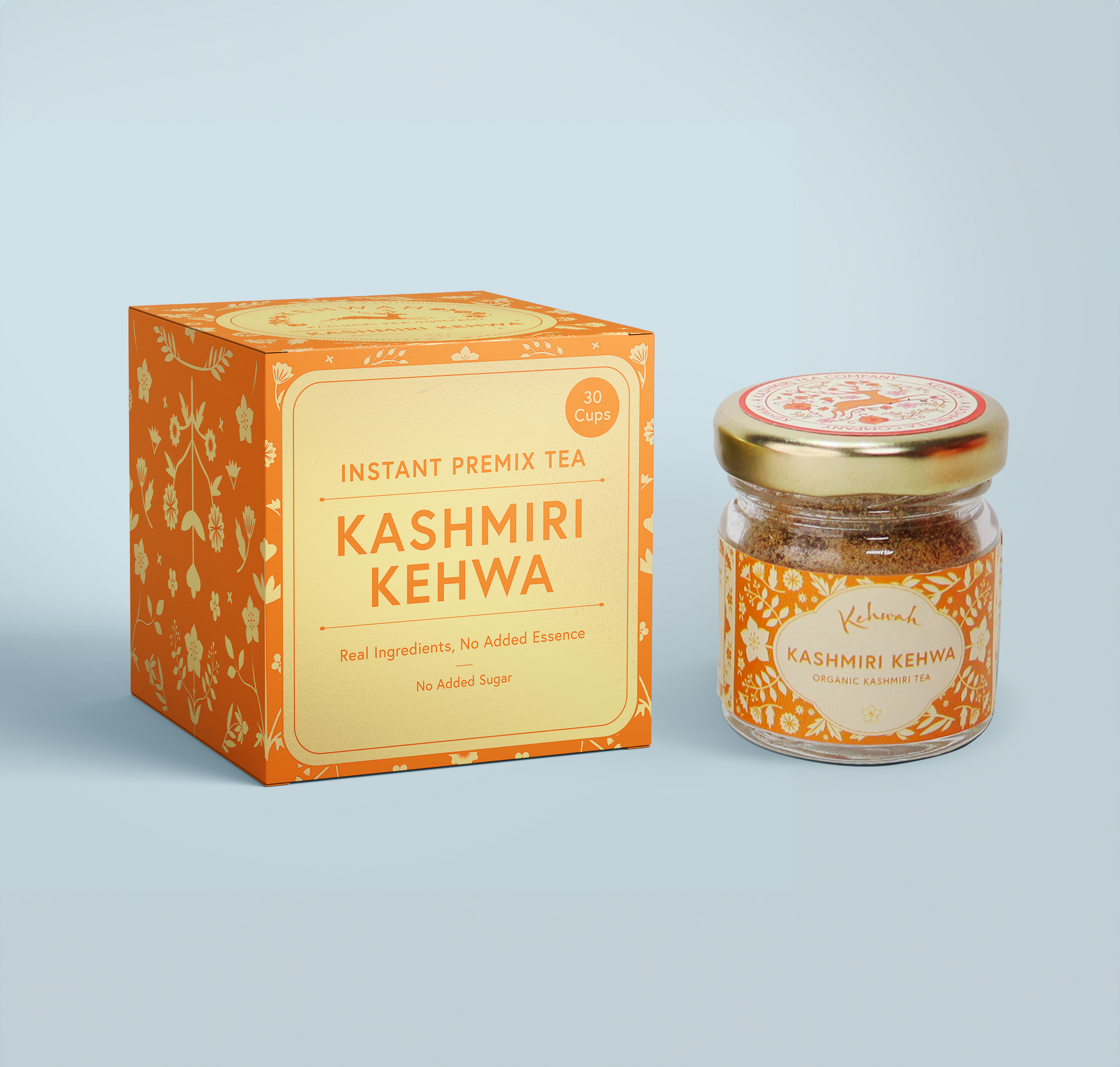 Kehwah Kashmiri kahwa Original Tea | 30 Cups | Kehwa Green Tea, Almonds, Cardamom, Cinnamon | Instant Tea | Helps with Energy, Health and Wellbeing | Kashmiri organic tea No Bloating No Acidity