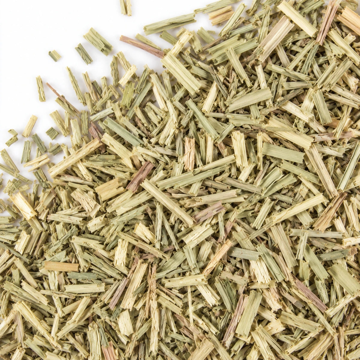 Cut dried lemongrass on a white background