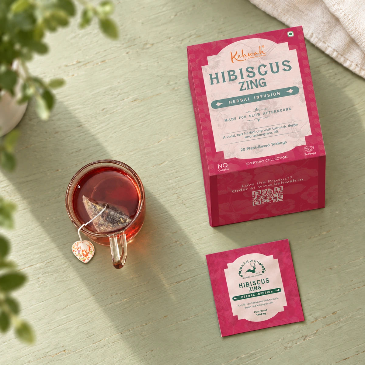 Hibiscus Zing carton and individually wrapped tea bag