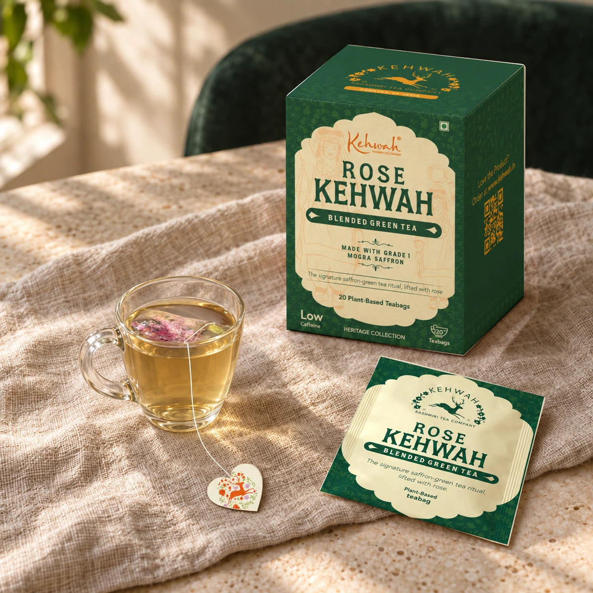Rose Kehwah carton and individually wrapped tea bag
